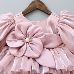 Pre Order: Fabric Flower Enhanced Triple Layered Pink Dress