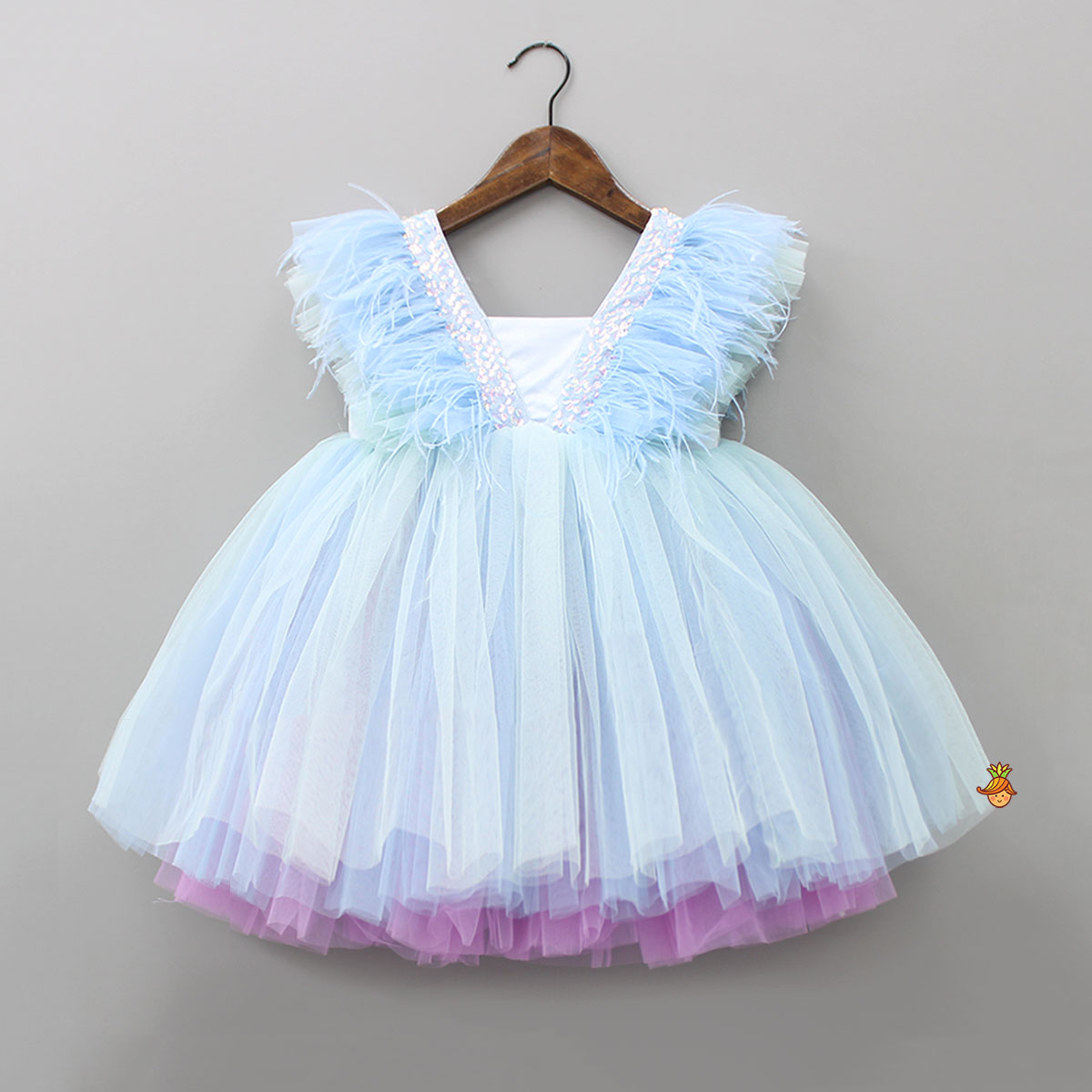 Sleeveless Ruffle Multicolour Net Dress