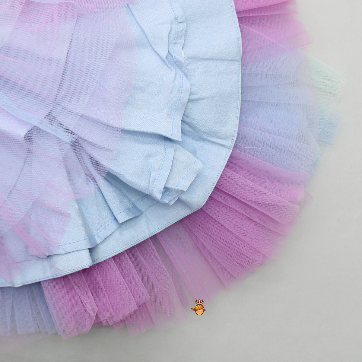 Sleeveless Ruffle Multicolour Net Dress
