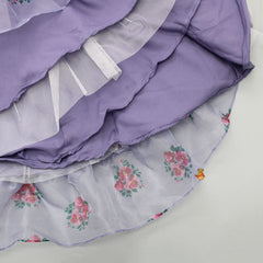 Pre Order: Lilac Floral Printed Top and High Low Lehenga