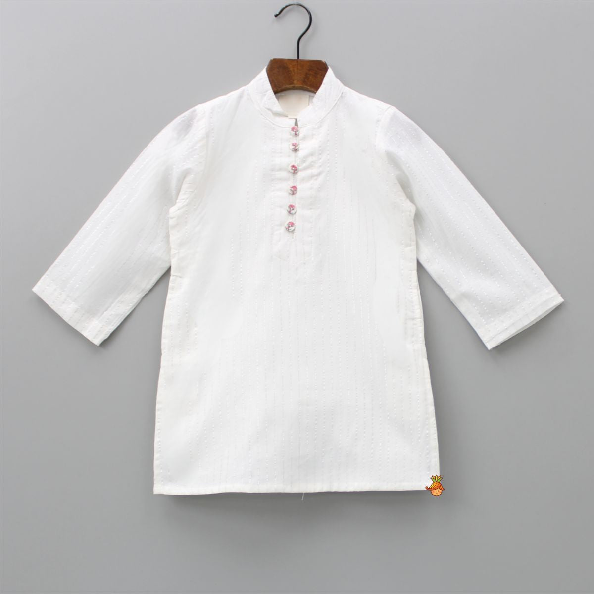 Cotton Lurex Striped White Kurta And Pyjama