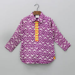 Pre Order: Contrasting Sequins Work Front Placket Purple Kurta And Pyjama