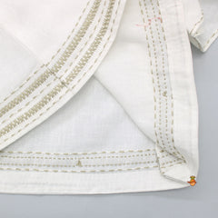 Pre Order: Knot Neck White Top And Pockets Detail Shorts