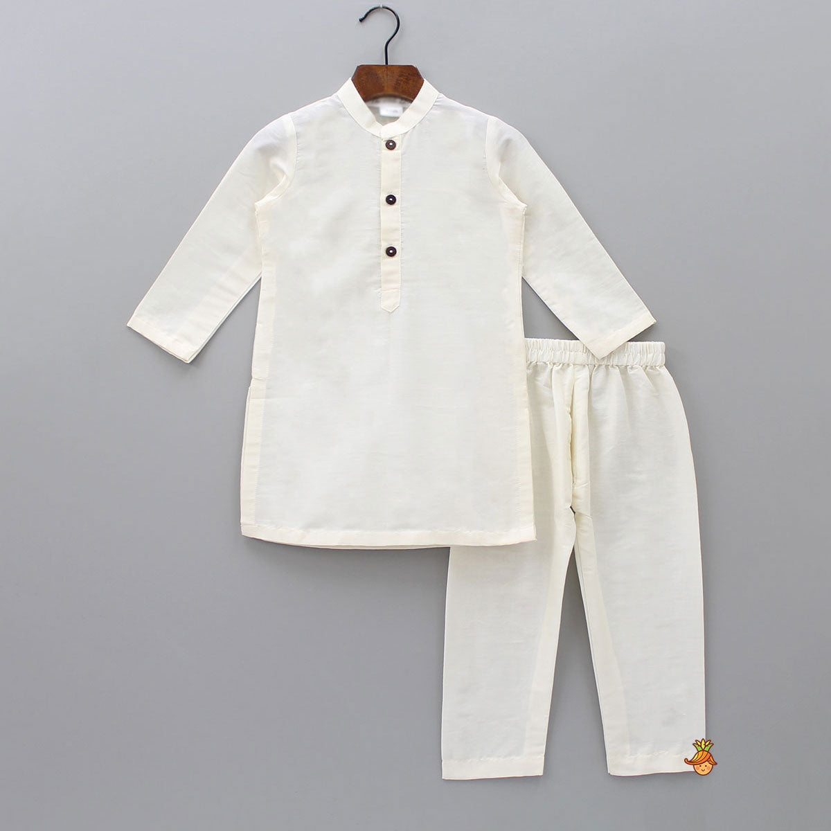 Floral Printed Thread Work Jacket With Off White Kurta And Pyjama