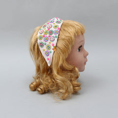 French Crepe White Hand Embroidered Hair Band