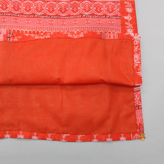 Pre Order: Mandarin Collar Printed Cotton Kurta With Floral Buttons Adorned Open Jacket And Pyjama