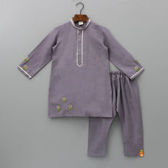 Pre Order: Ethnic Kurta With Multicolour Embroidered Jacket And Pyjama