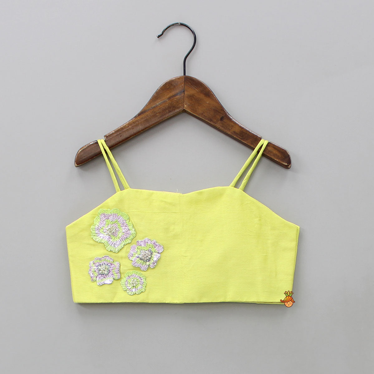 Dual Spaghetti Straps Hand Embroidered Top With Floral Printed Palazzo