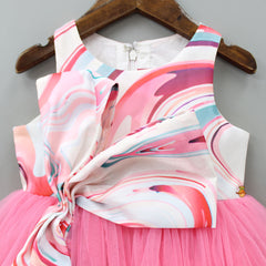 Pre Order: Swirl Printed Oversized Bow Detailed Flared Dress