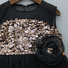 Pre Order: Glamorous Sequins Black Net Dress With Matching Hair Clip