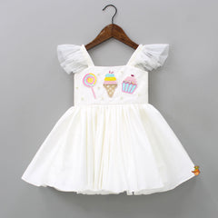 Pre Order: Pretty Candy Embroidered Flared Dress With Bowie Head Band