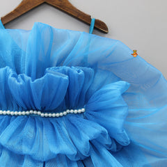 Gorgeous Blue Organza One Shoulder Dress