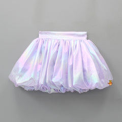 Pre Order: Fancy Lavendar One Shoulder Top And Flared Skirt