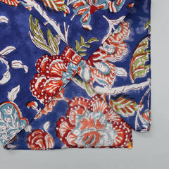 Pre Order: Floral Printed Blue Kurta With White Pyjama