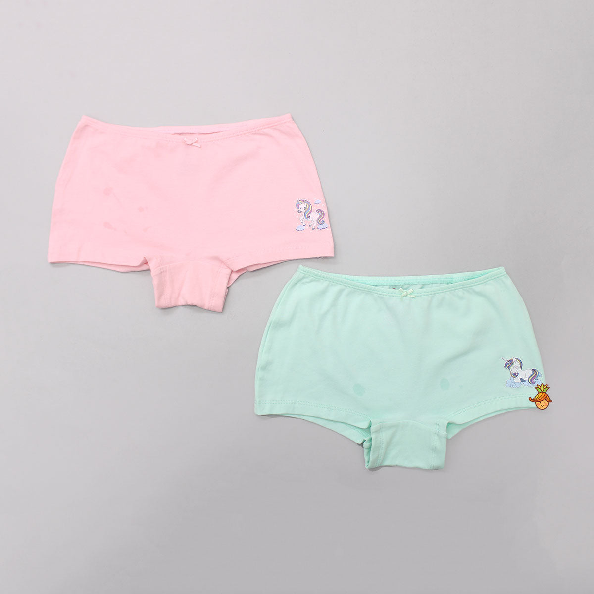 Unicorn Printed Pink And Green Boyshort Panties - Set of 2
