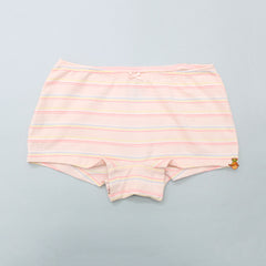 Unicorn Printed Yellow And Peach Striped Boyshort Panties - Set of 2