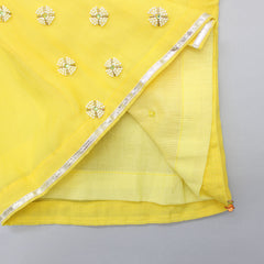 Pre Order: Yellow Pearl Beaded Kurta And Dhoti