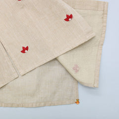 Thread Embroidered Beige Kurta With Bandhani Printed Dhoti