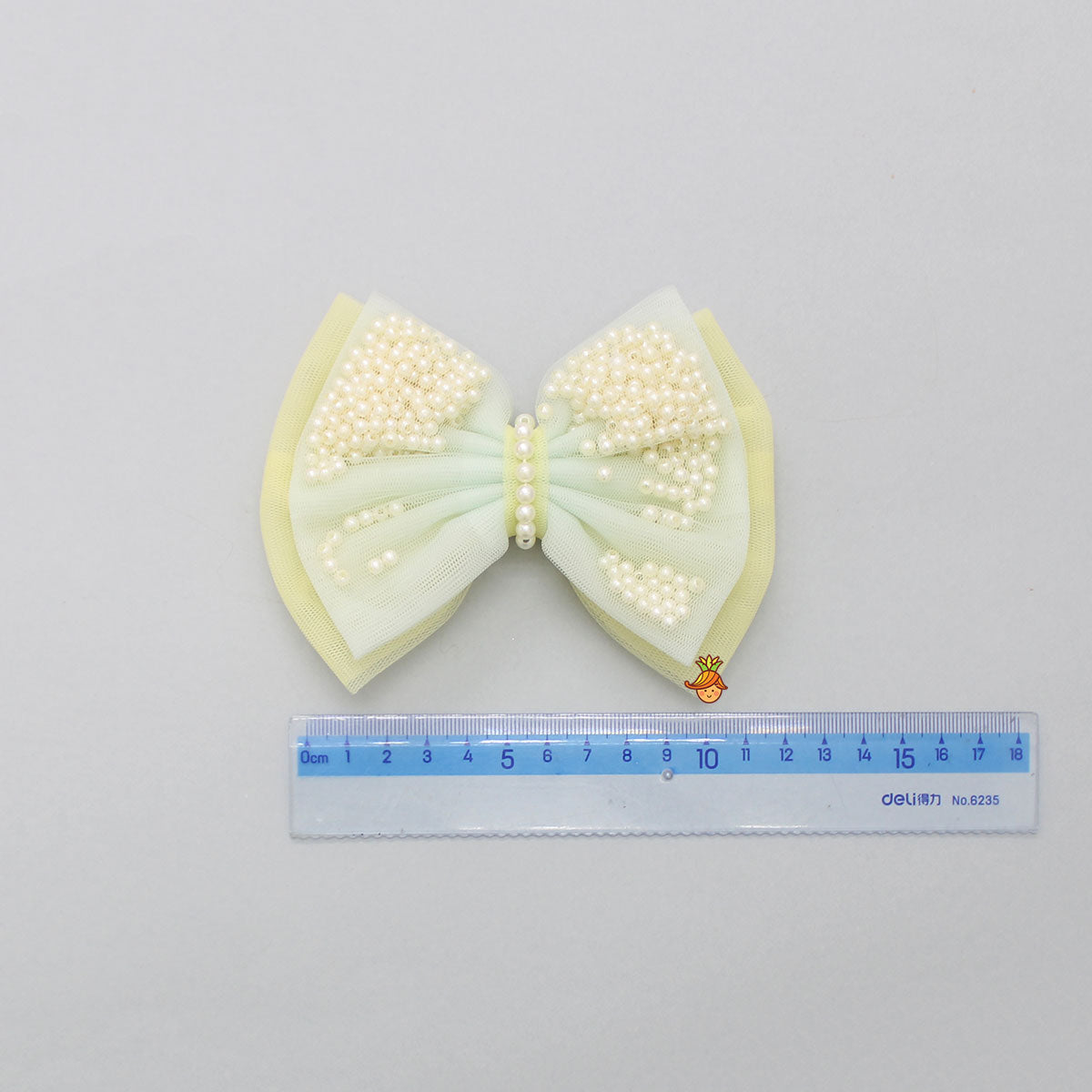 Yellow And Blue Net Dual Bowie Hair Clip