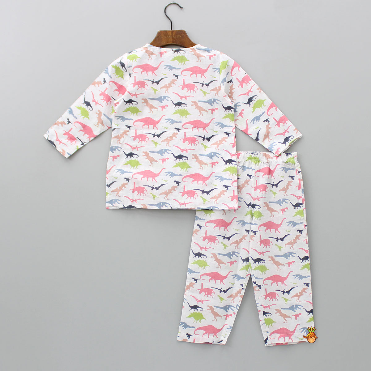 Colourful Dinosaur Printed Off White Sleepwear