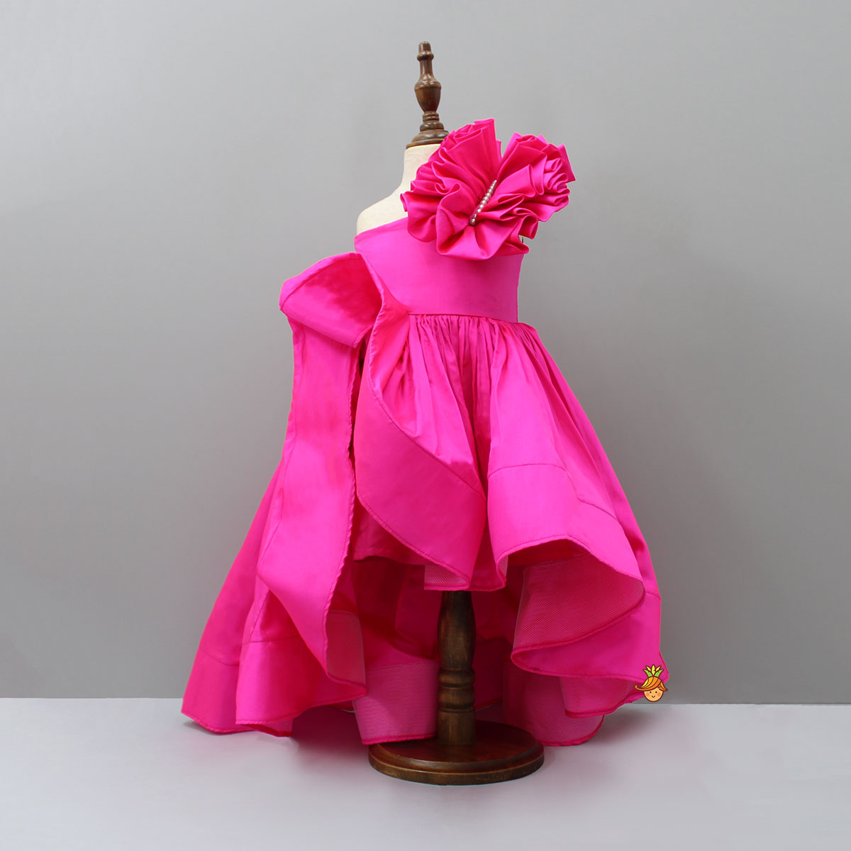 High Low Ruffles Enhanced Pink Gown