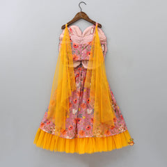Pre Order: Pretty Butterfly Shaped Top With Pleated Net Hem Lehenga