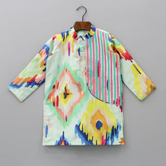 Pre Order: Abstract Printed Multicolour Kurta And Pyjama
