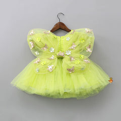 Pre Order: Flower Enhanced Butterfly Wings Green Dress With Head Band