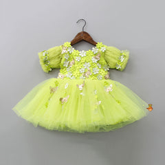 Pre Order: Flower Enhanced Butterfly Wings Green Dress With Head Band