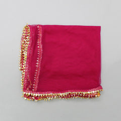 Pre Order: Patola Printed Pink Top And Lehenga With Gota Lace Work Dupatta