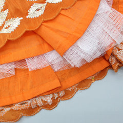 Pre Order: Orange Gota Embroidered Yoke Top And Scalloped Hem Lehenga
