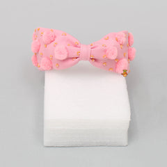Pre Order: Pom Poms And Beads Embroidered Pink Hair Band