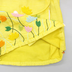 Pre Order: Beads Embroidered Yellow Kurta With Shibori Printed Dhoti And Mukut