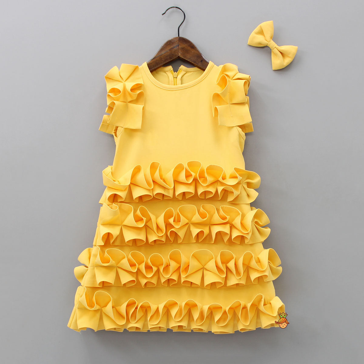 Pleated Ruffled Luxury Dress With Matching Bowie Hair Clip