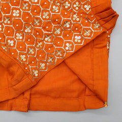 Pre Order: Heavy Sequins Embroidered Orange Top And  And Multilayered Lehenga