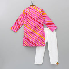 Pre Order: Multicolour Kurta With Gota Detailing And White Pyjama