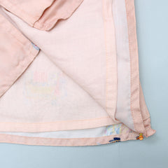Pre Order: Gota Lace Work Jacket Style Printed Pink Kurta And Churidar