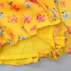 Pre Order: Multicolour Floral Printed Yellow Top And Lehenga