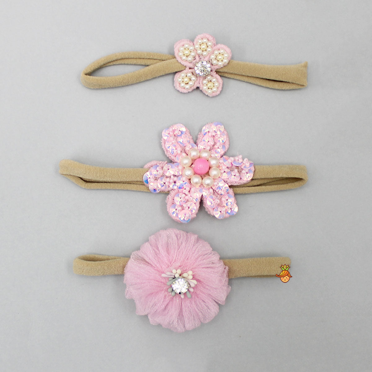 Pink Floral Head Band - Set of 3