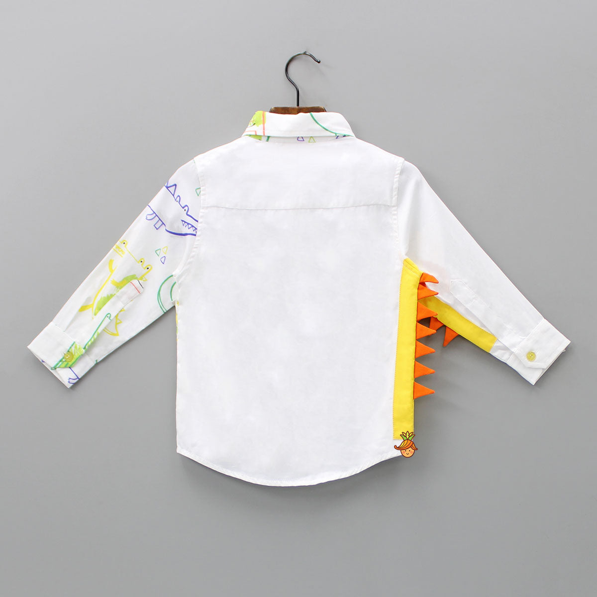 Printed Triangular Lace Detailed White Shirt