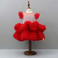 Pre Order: Frilly Layered Red Dress With Detachable Trail