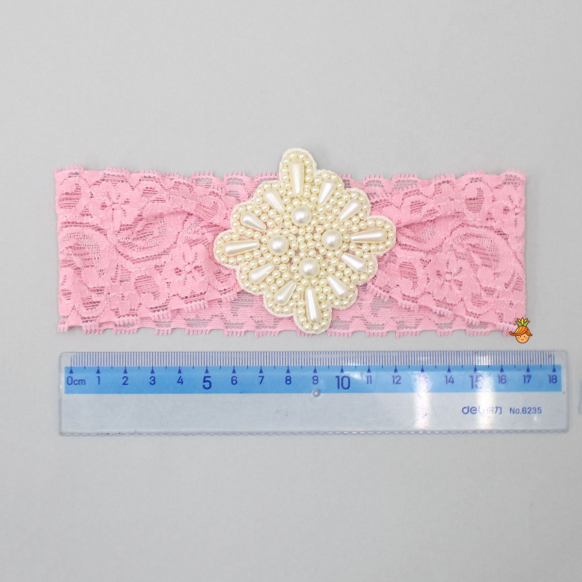 Stylish Lace With Embroidered Patch Work Pink Head Band