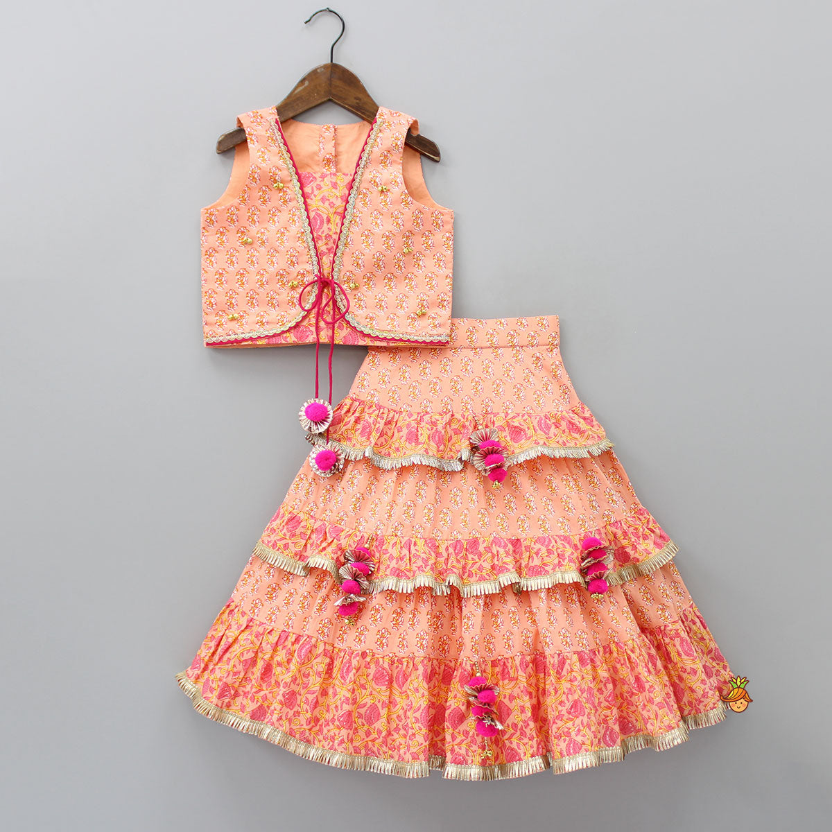 Buy Kritika Kids Baby Girl's Ready to wear Sleeveless Lehenga Choli Age (1-3)  Year (Pink) at Amazon.in
