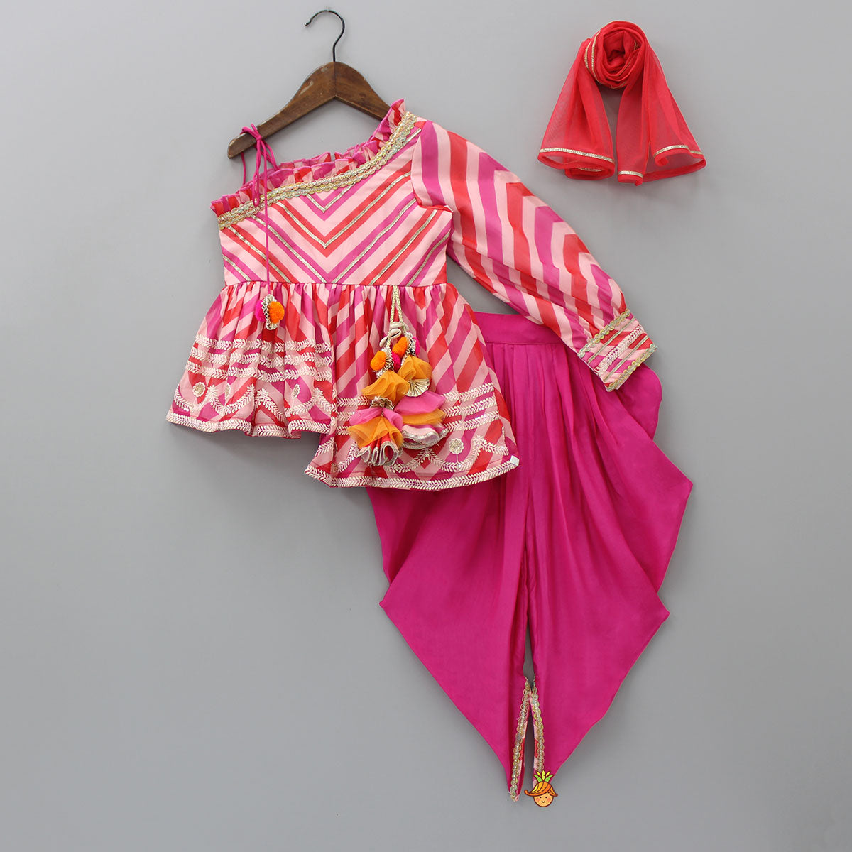 Kurti Dhoti 2 piece set for Girls – Floral Fun - Smile Handcrafted Clothing