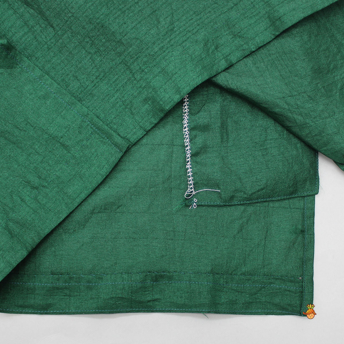 Ethnic Gota Lace Detailed Green Kurta And Jacket With Pyjama