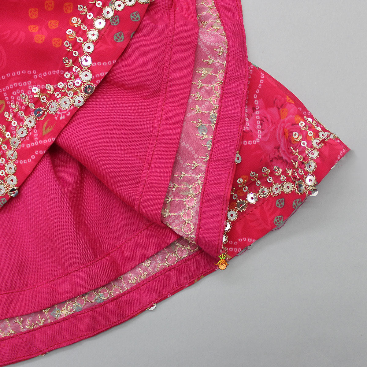 Bandhani Printed Sequins Embroidered Top And Sharara With Dupatta