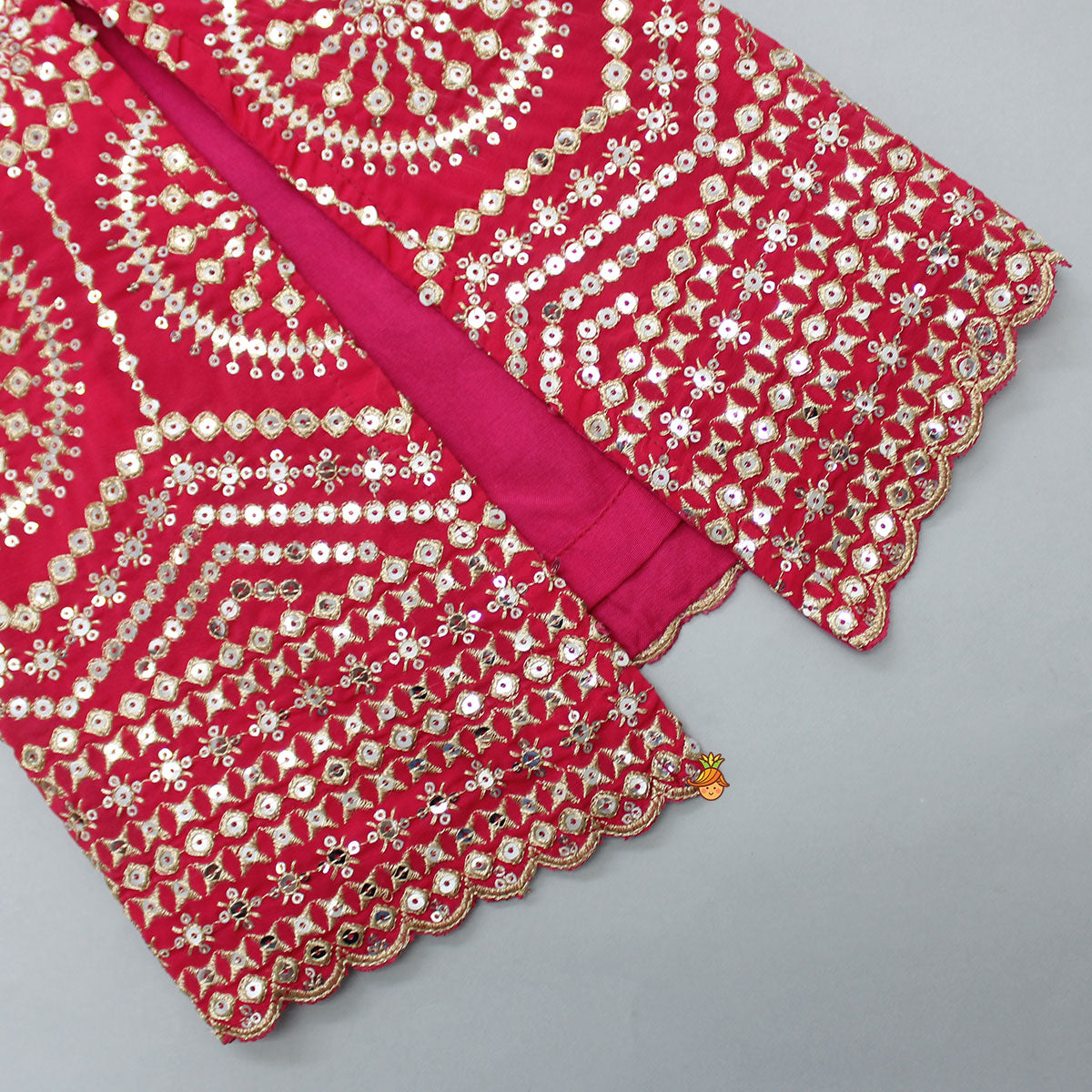 Bandhani Printed Sequins Embroidered Top And Sharara With Dupatta
