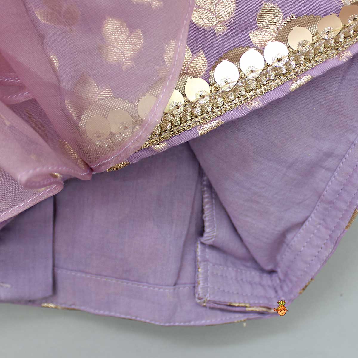 Elegant Pastel Purple Embroidered One Shoulder Top With Lehenga And Gota Lace Detail Dupatta