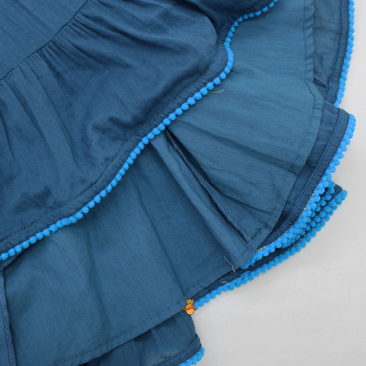 Halter Neck Pom Pom Lace Detailed Tiered Dress