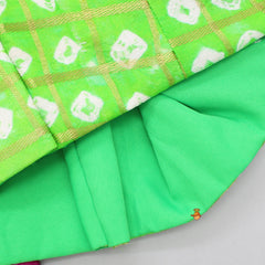 Bandhani Printed Green Halter Neck Top With Lehenga And Net Dupatta